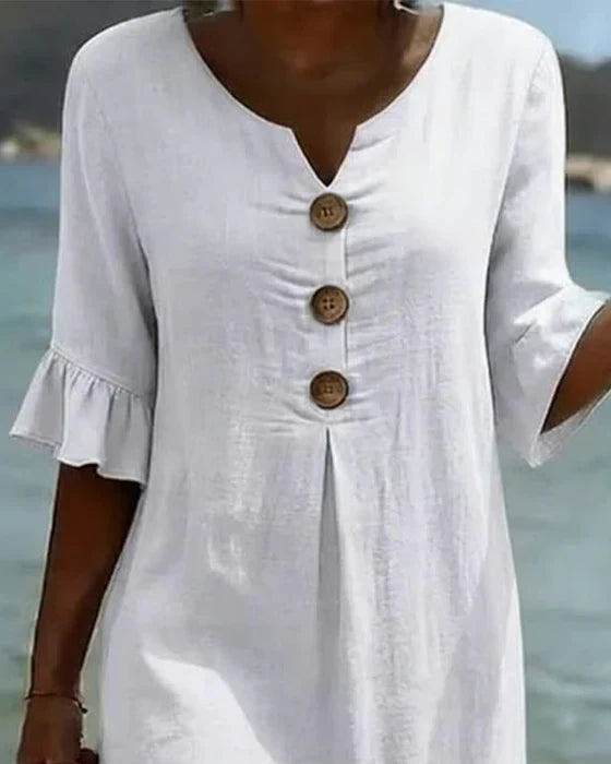 Breezy Button Detail Summer Dress – Light & Effortless