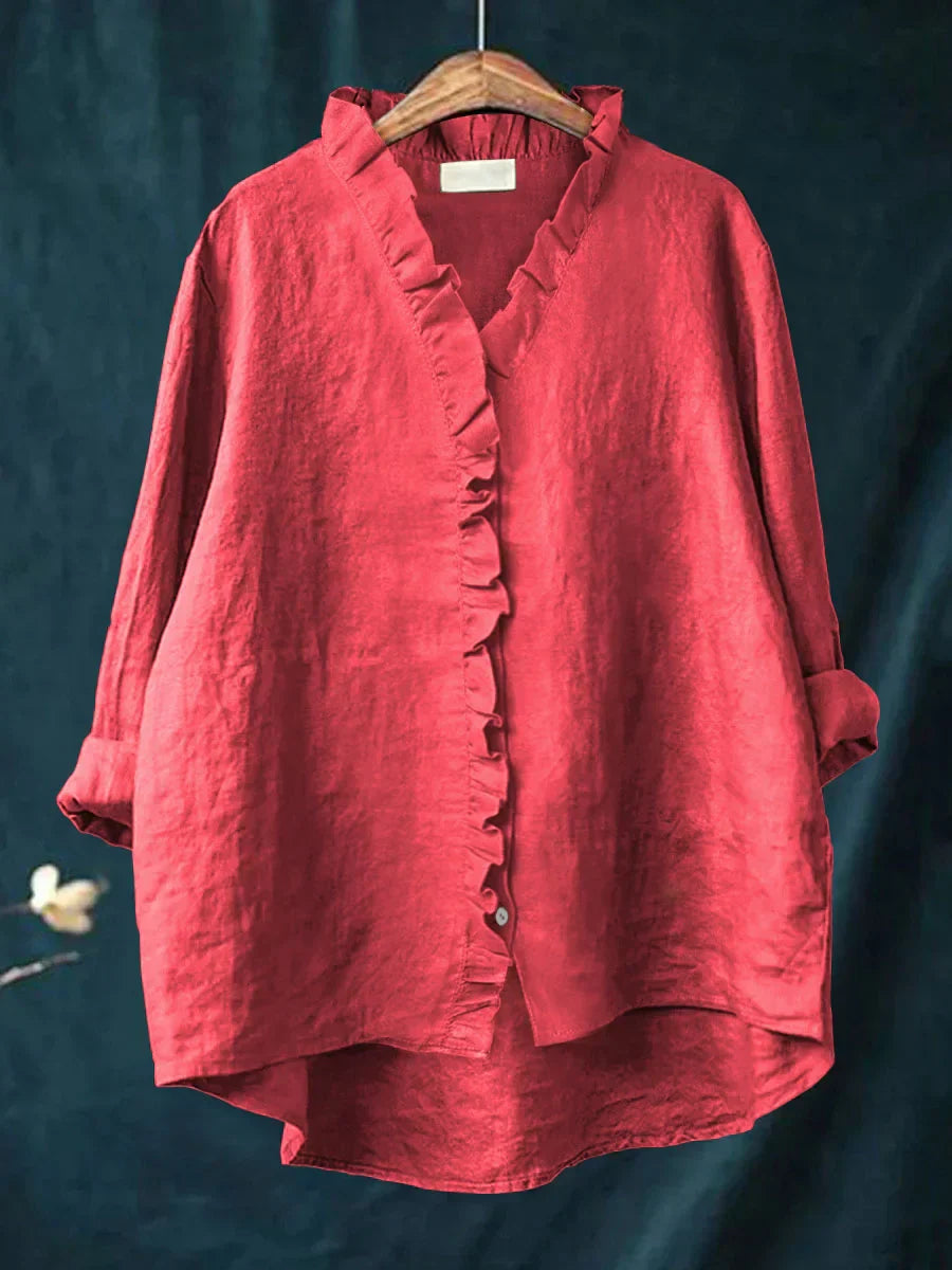 Aveline | Cotton & Linen Ruffle Shirt