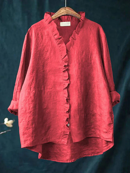Aveline | Cotton & Linen Ruffle Shirt