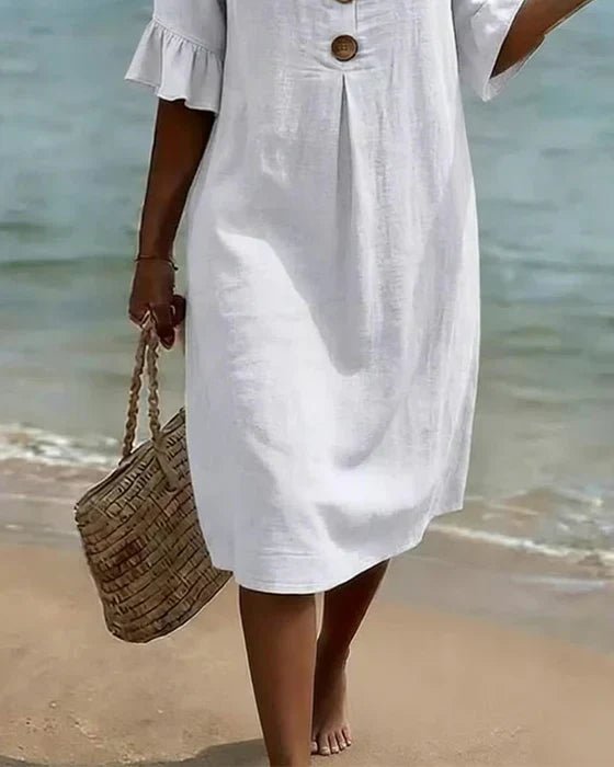 Breezy Button Detail Summer Dress – Light & Effortless