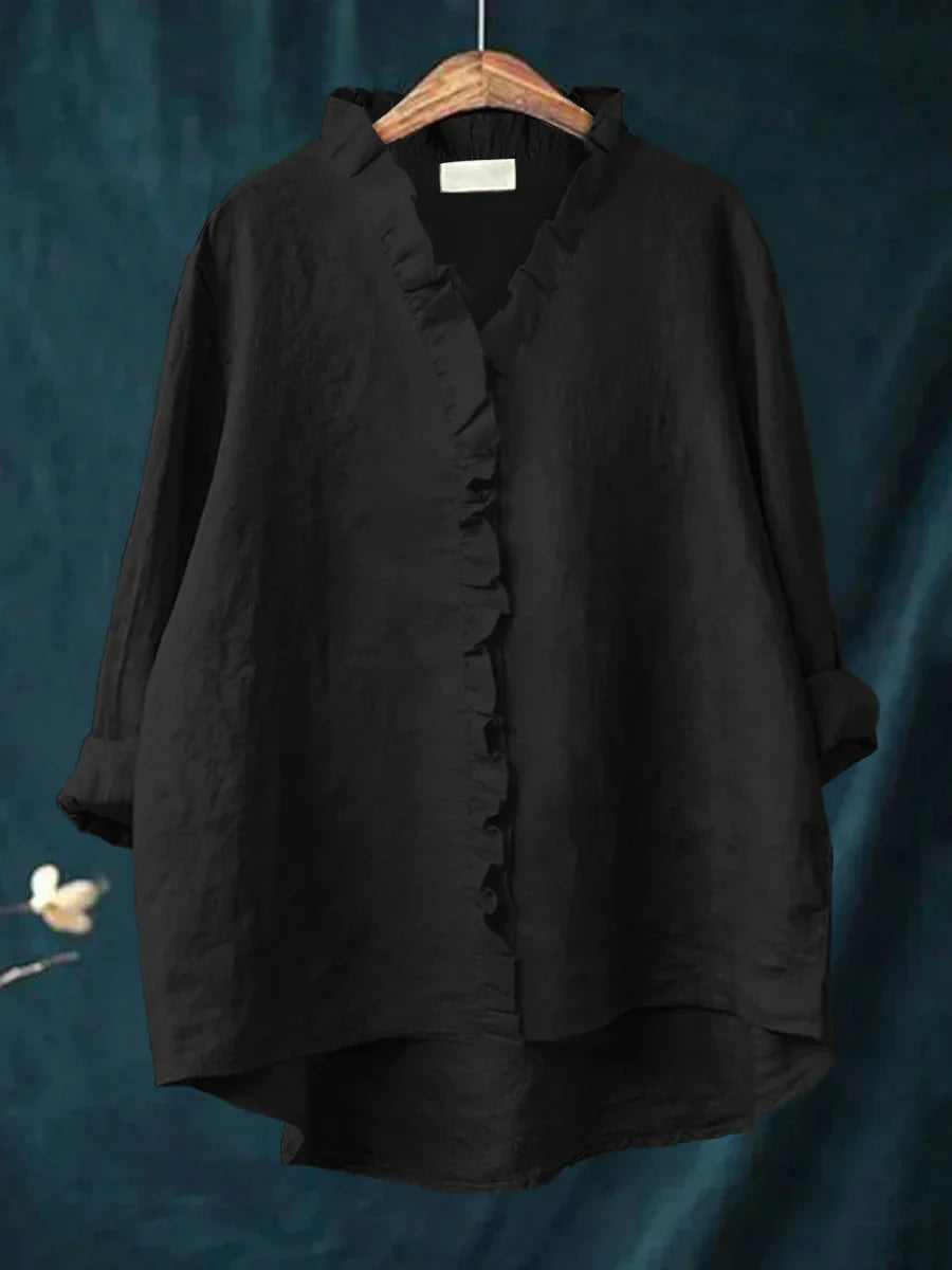 Aveline | Cotton & Linen Ruffle Shirt
