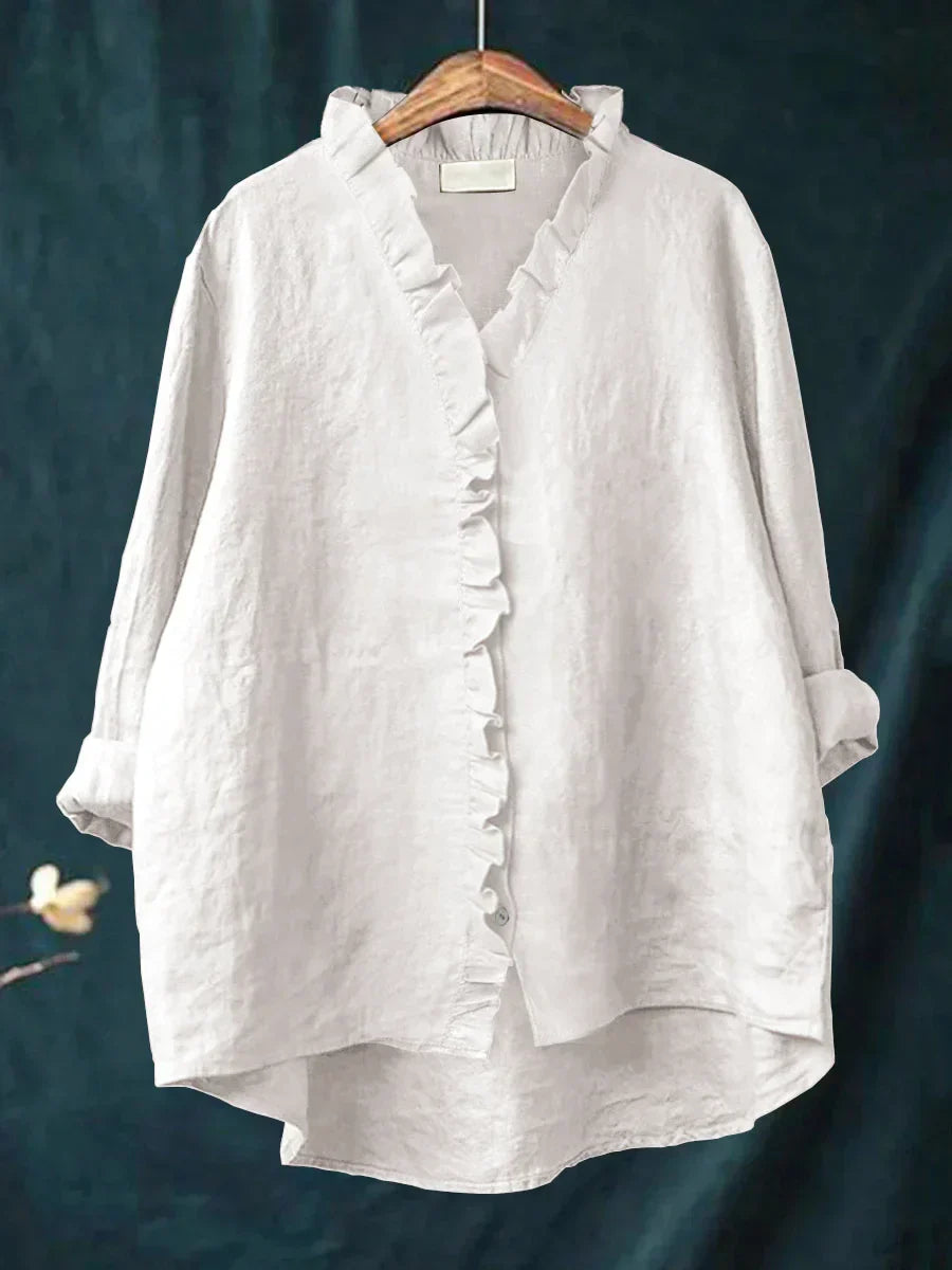 Aveline | Cotton & Linen Ruffle Shirt