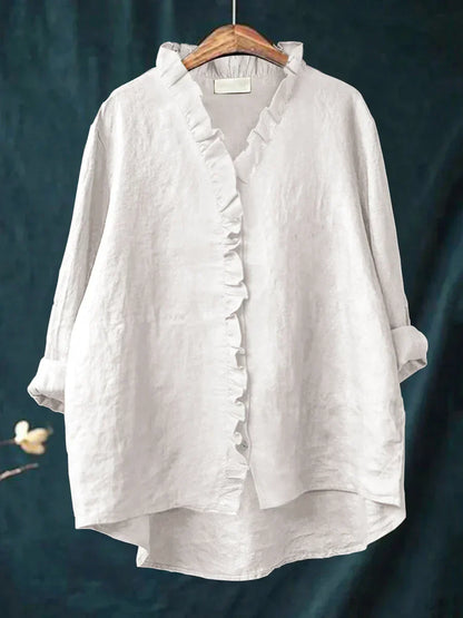 Aveline | Cotton & Linen Ruffle Shirt