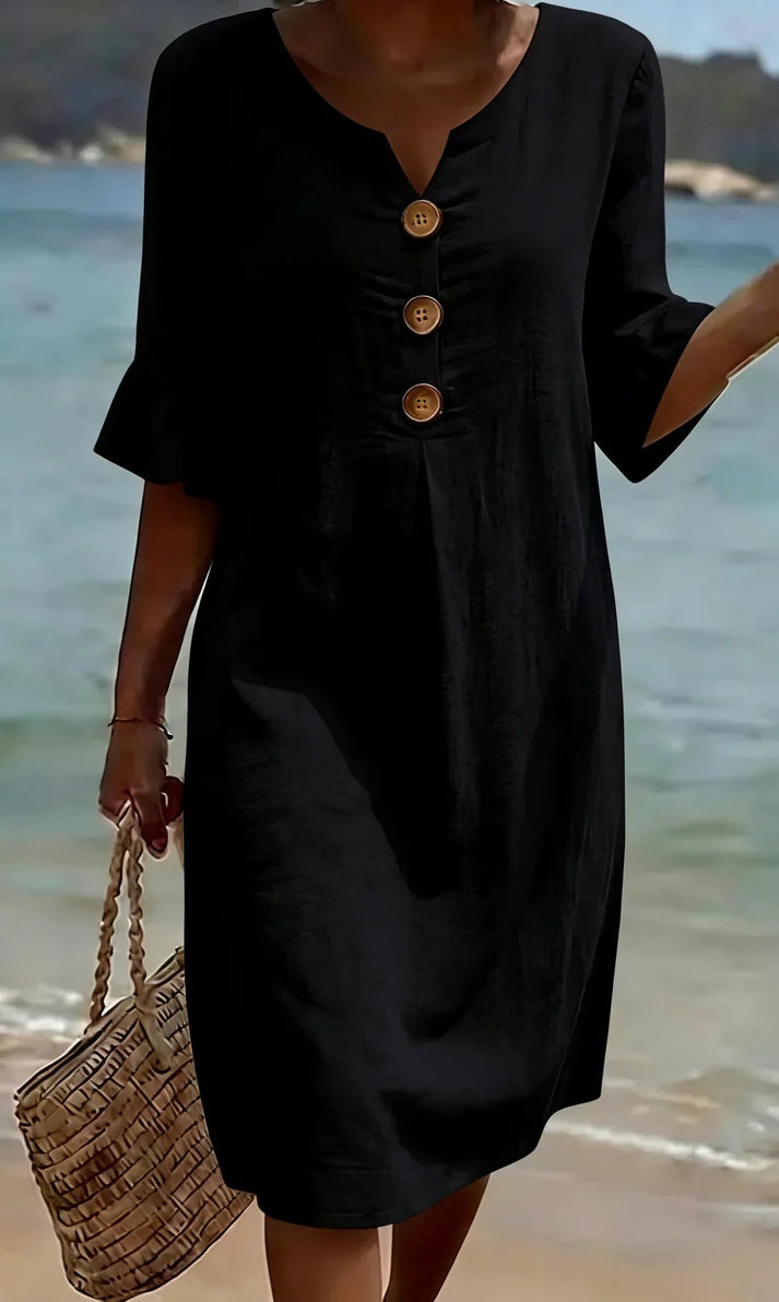 Breezy Button Detail Summer Dress – Light & Effortless