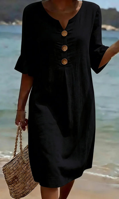 Breezy Button Detail Summer Dress – Light & Effortless