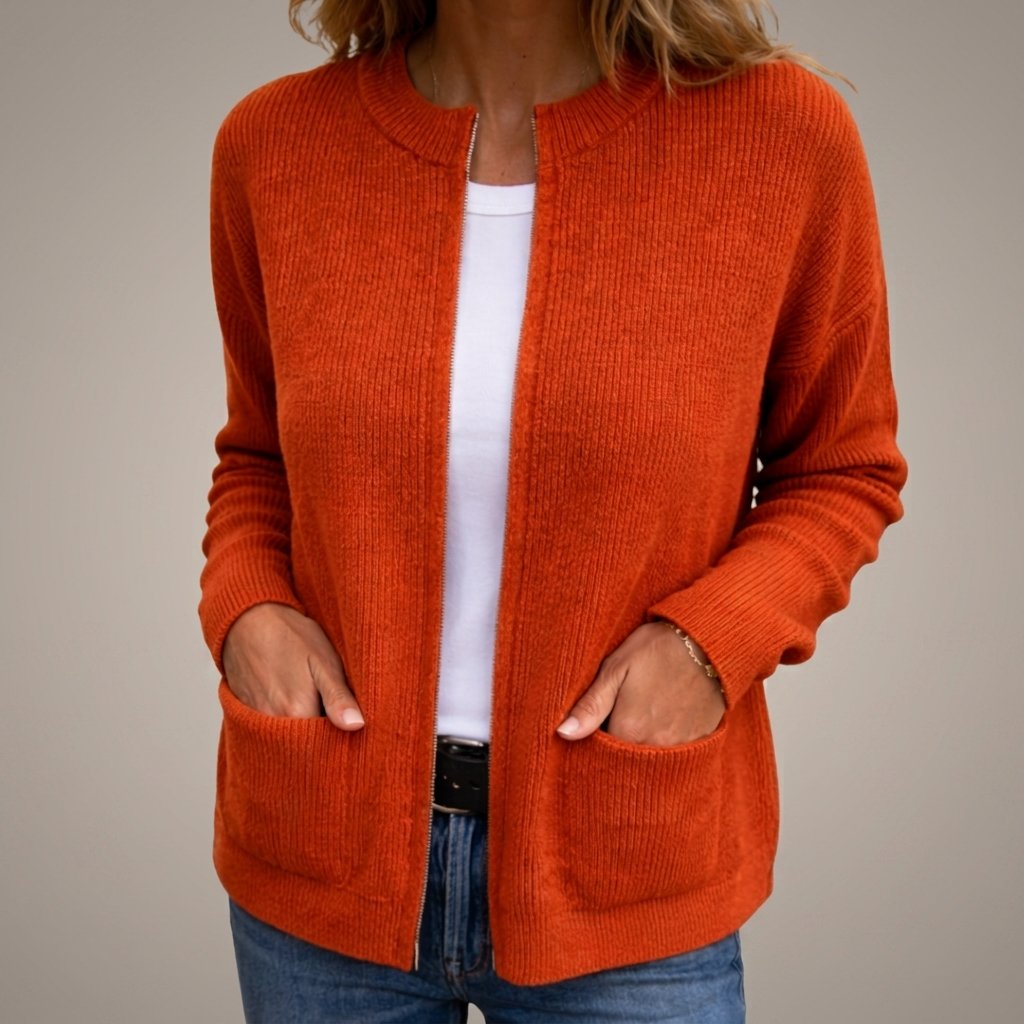 Aveline | Warm Zip-Up Knit Cardigan with Pockets