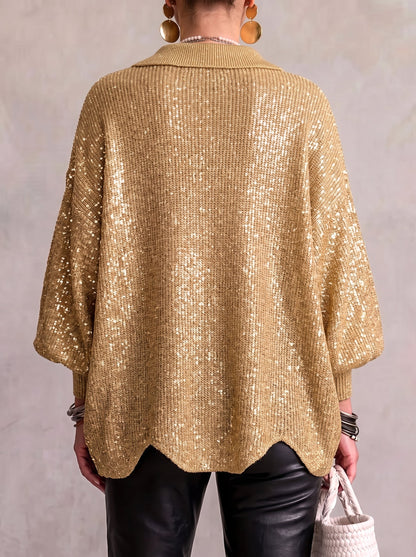 Isadora™ | Oversized Collared Cardigan With Large Metal Buttons