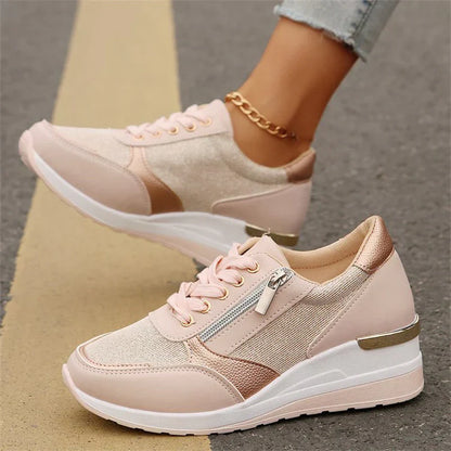 New orthopedic sneakers for women with laces and a side zipper