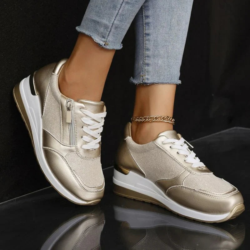 New orthopedic sneakers for women with laces and a side zipper