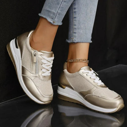 New orthopedic sneakers for women with laces and a side zipper