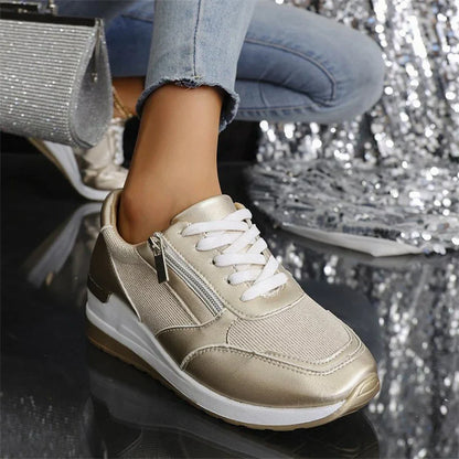 New orthopedic sneakers for women with laces and a side zipper