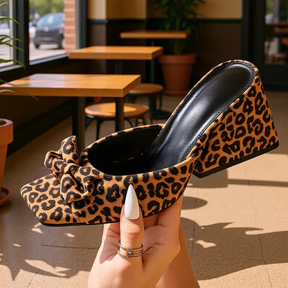 Leopard Bow Heels – Bold & Chic Statement Sandals