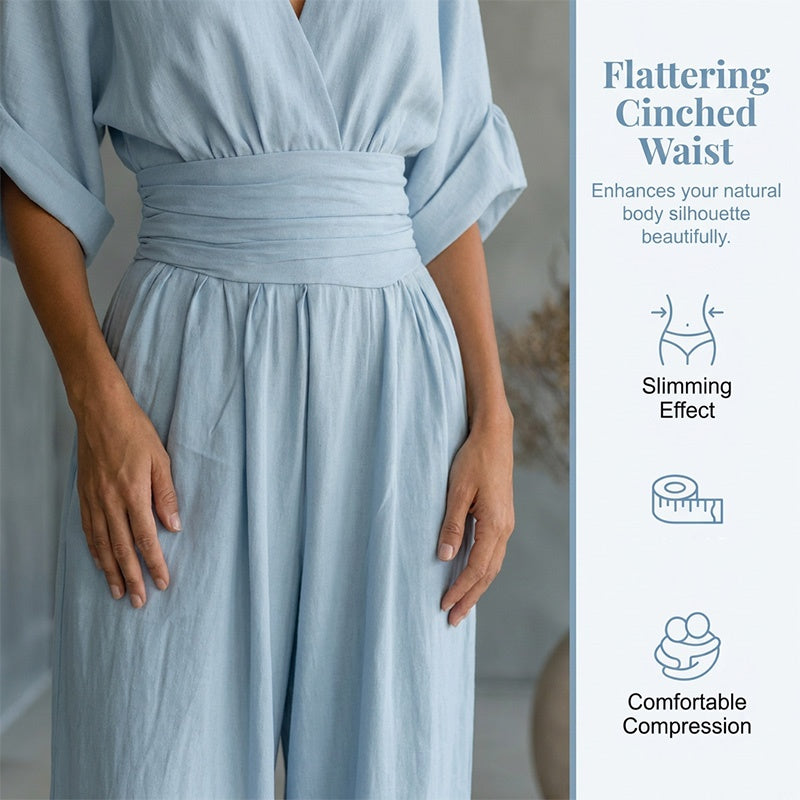Elegant V-neck jumpsuit made of a linen blend