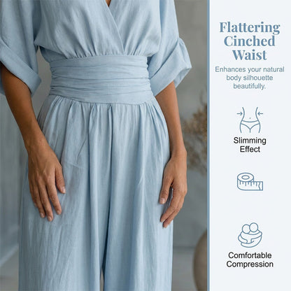 Elegant V-neck jumpsuit made of a linen blend